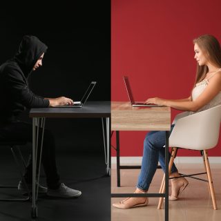 Young,Woman,Having,Online,Date,With,Fake,Boyfriend.,Concept,Of